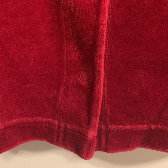 Cranberry Velvet Snap Front Cardigan is Beautiful! Vee Neckline, Soft & Cozy! - Picture 5 of 11